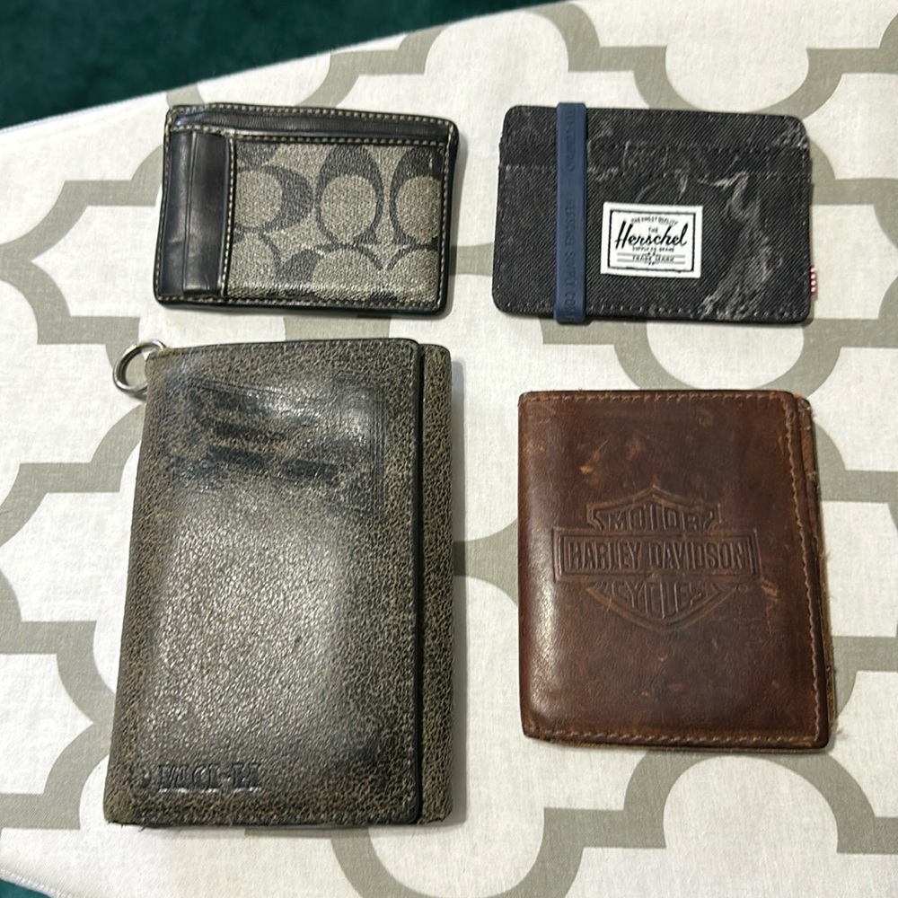 2 Harley, coach, and Herschel wallet
